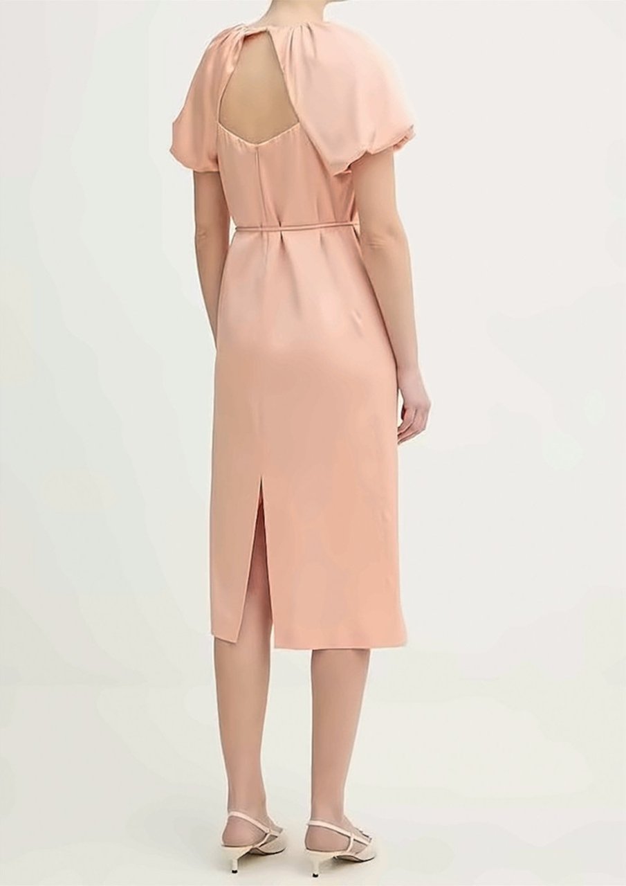 Twin-set Twin Set Open Back Midi Dress Neutraal