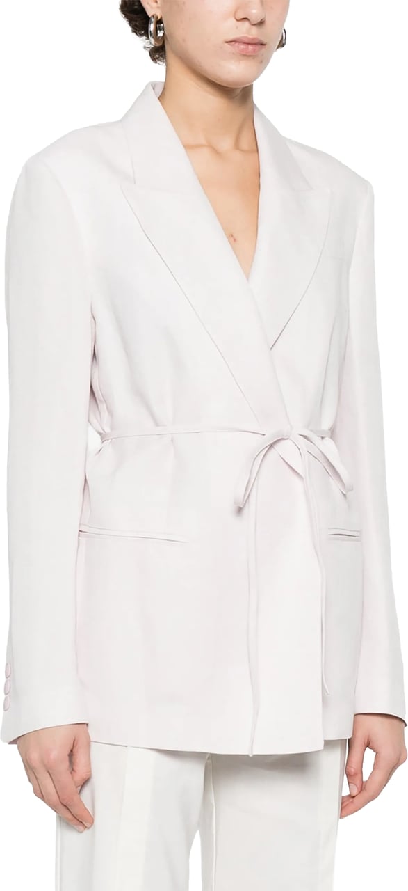 Twin-set Blazer Tailored Linen Self-Tie Blazer Wit