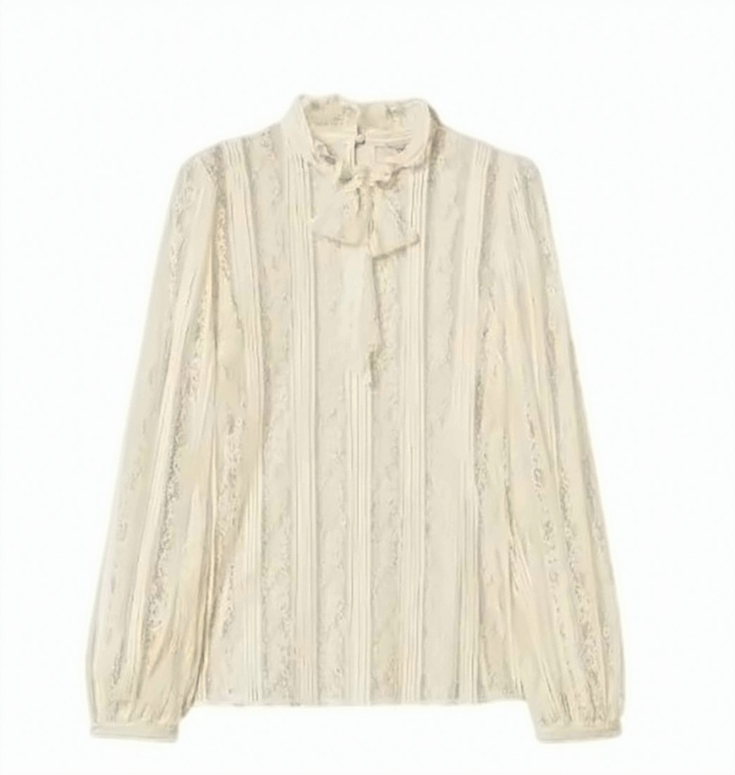 Twin-set Righeh Lace Ribbon Tie Blouse Neutraal