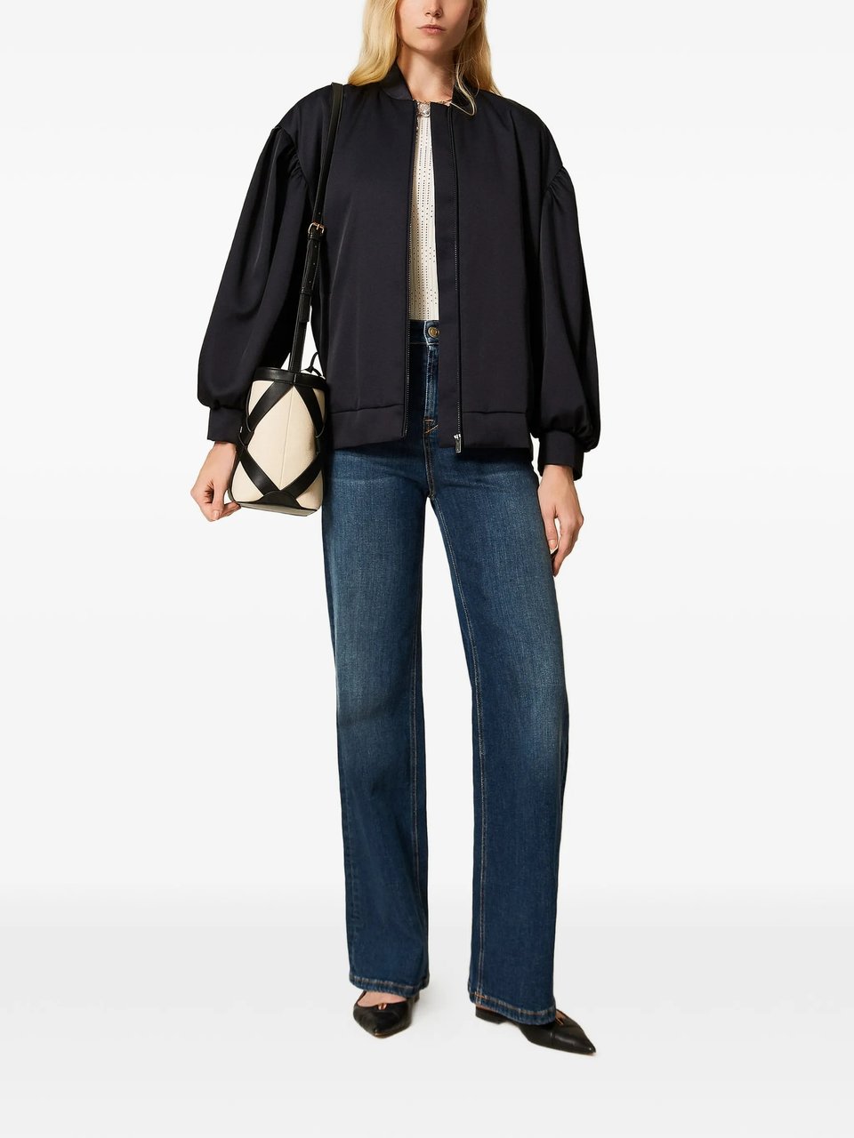 Twin-set Medium Blue Pantalone Wide-Leg Jeans Groen