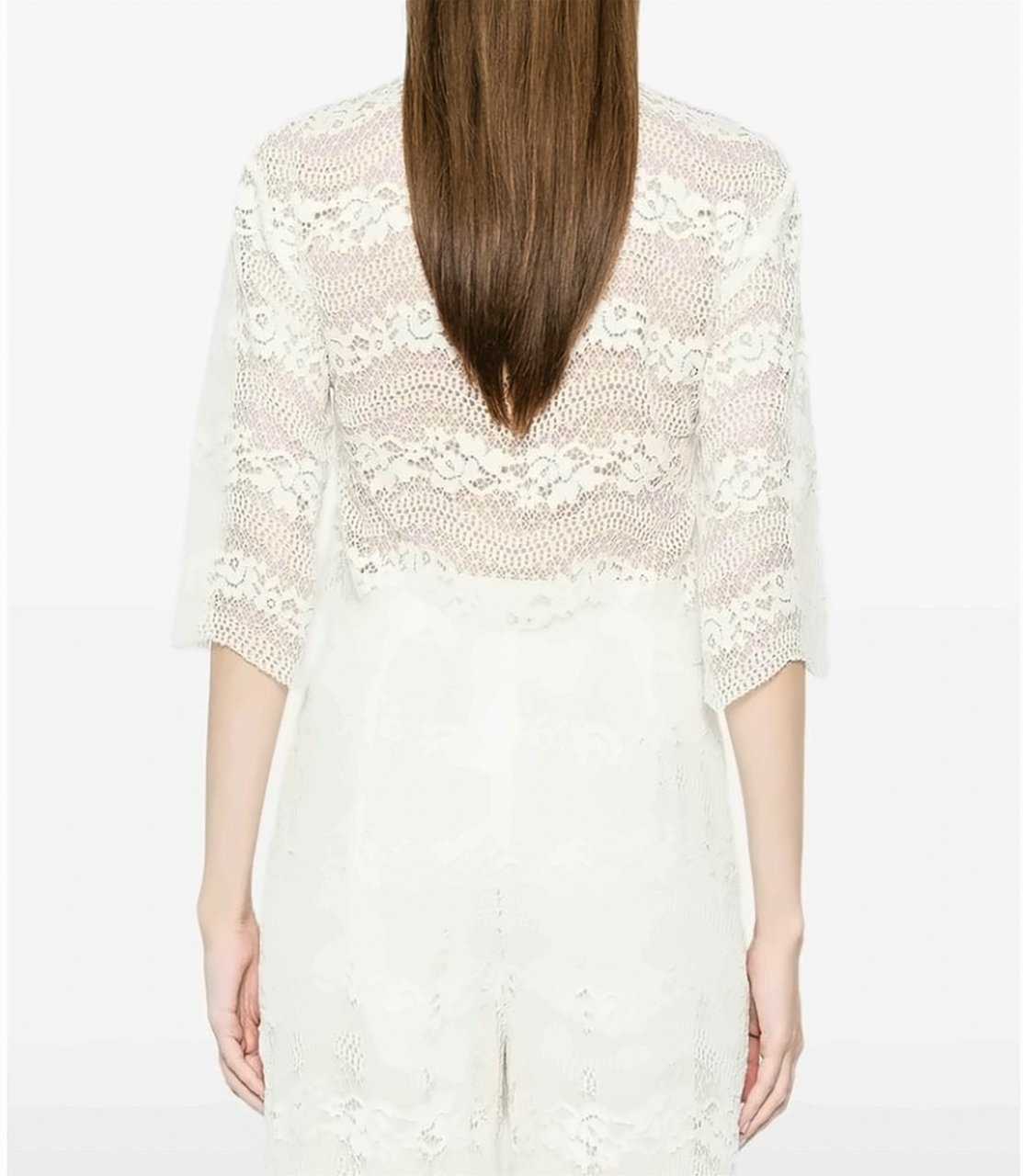 Twin-set Macramé Lace Pencil Collar Blouse Wit