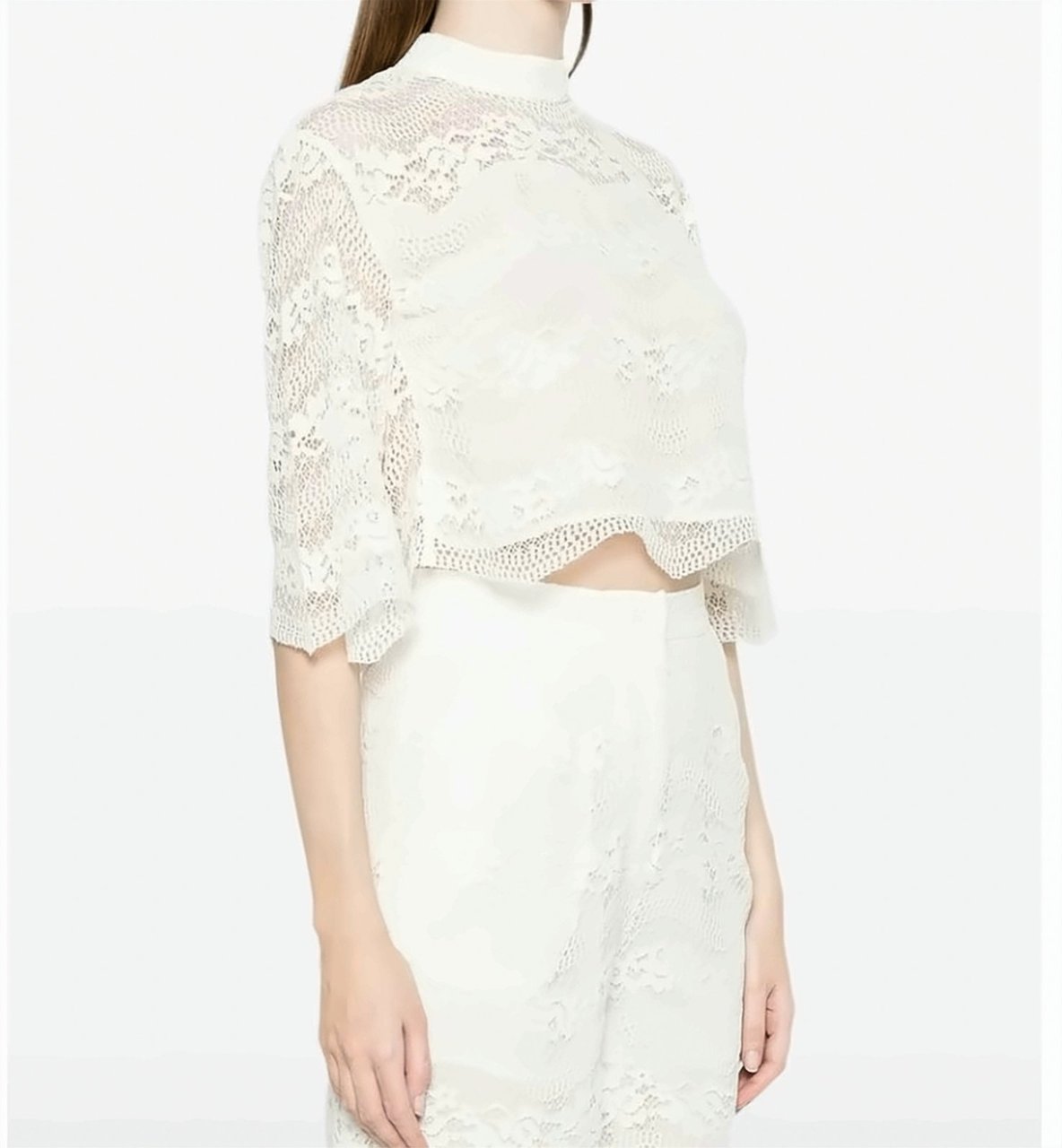 Twin-set Macramé Lace Pencil Collar Blouse Wit