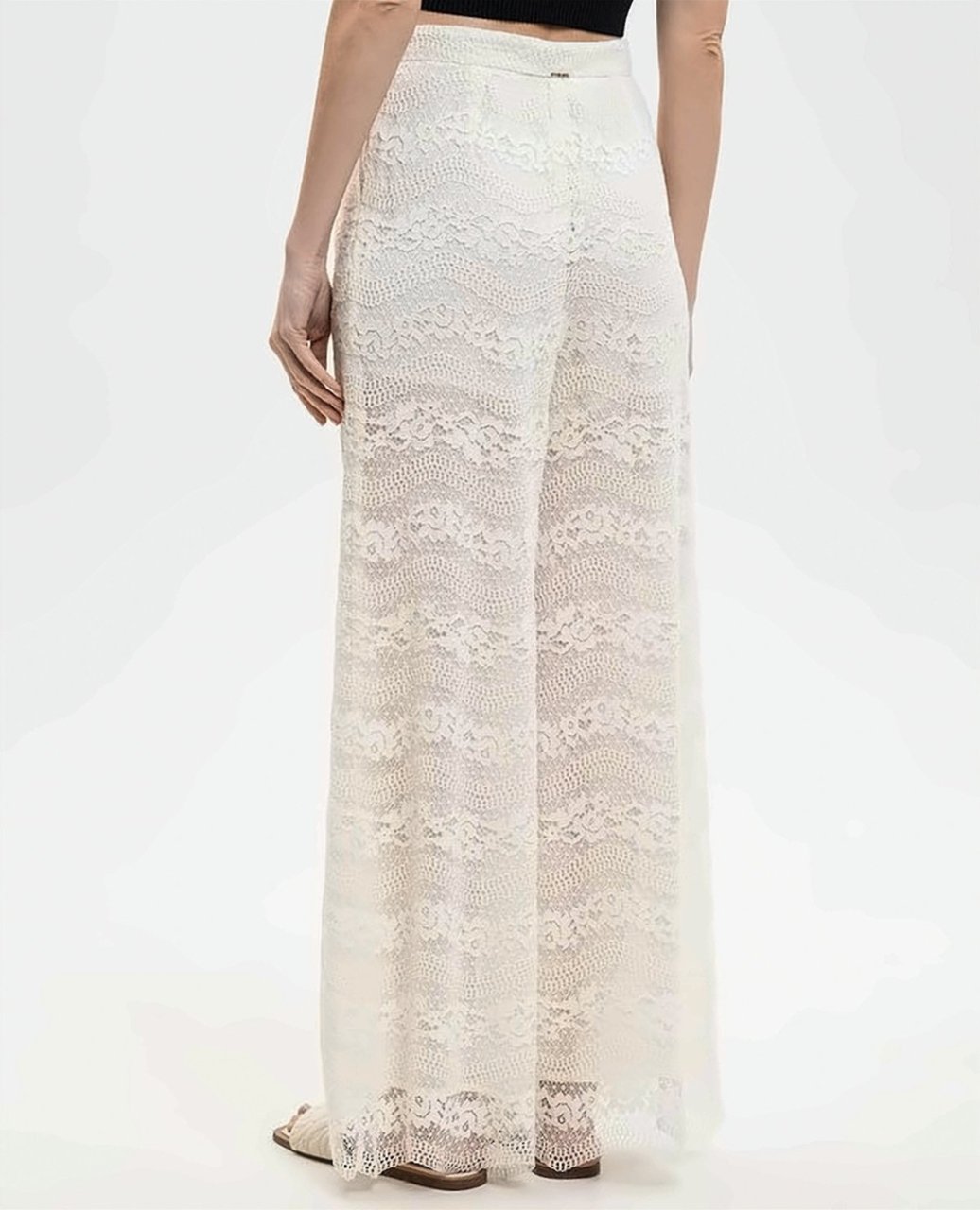 Twin-set Palazzo Perforated Fabric High Trousers Wit