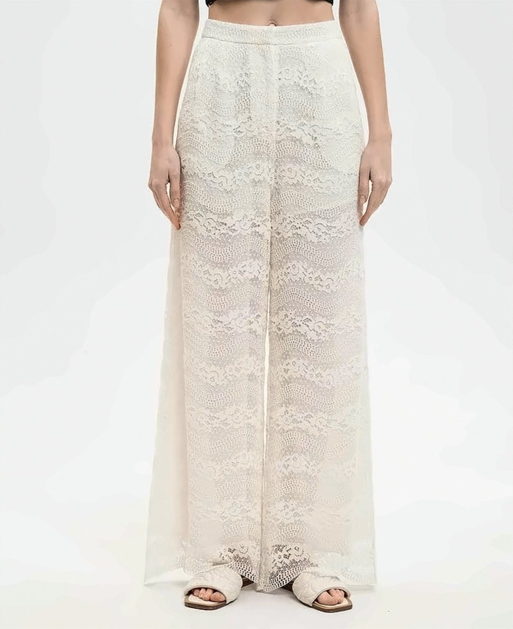 Twin-set Palazzo Perforated Fabric High Trousers Wit