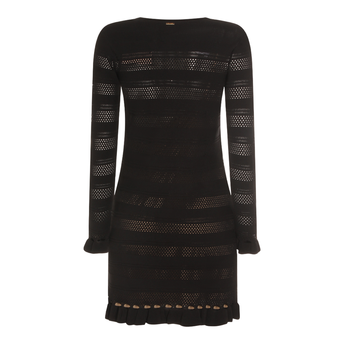 Twin-set Fitted Black Mini Dress with Sheer Zwart