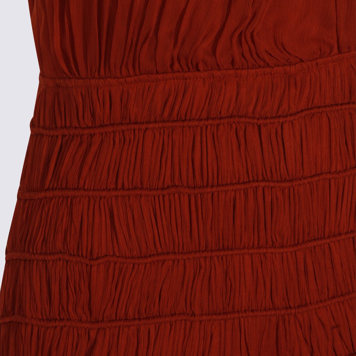 Twin-set Long Sleeveless Dress With High Neckline And Pleated Waist Rood