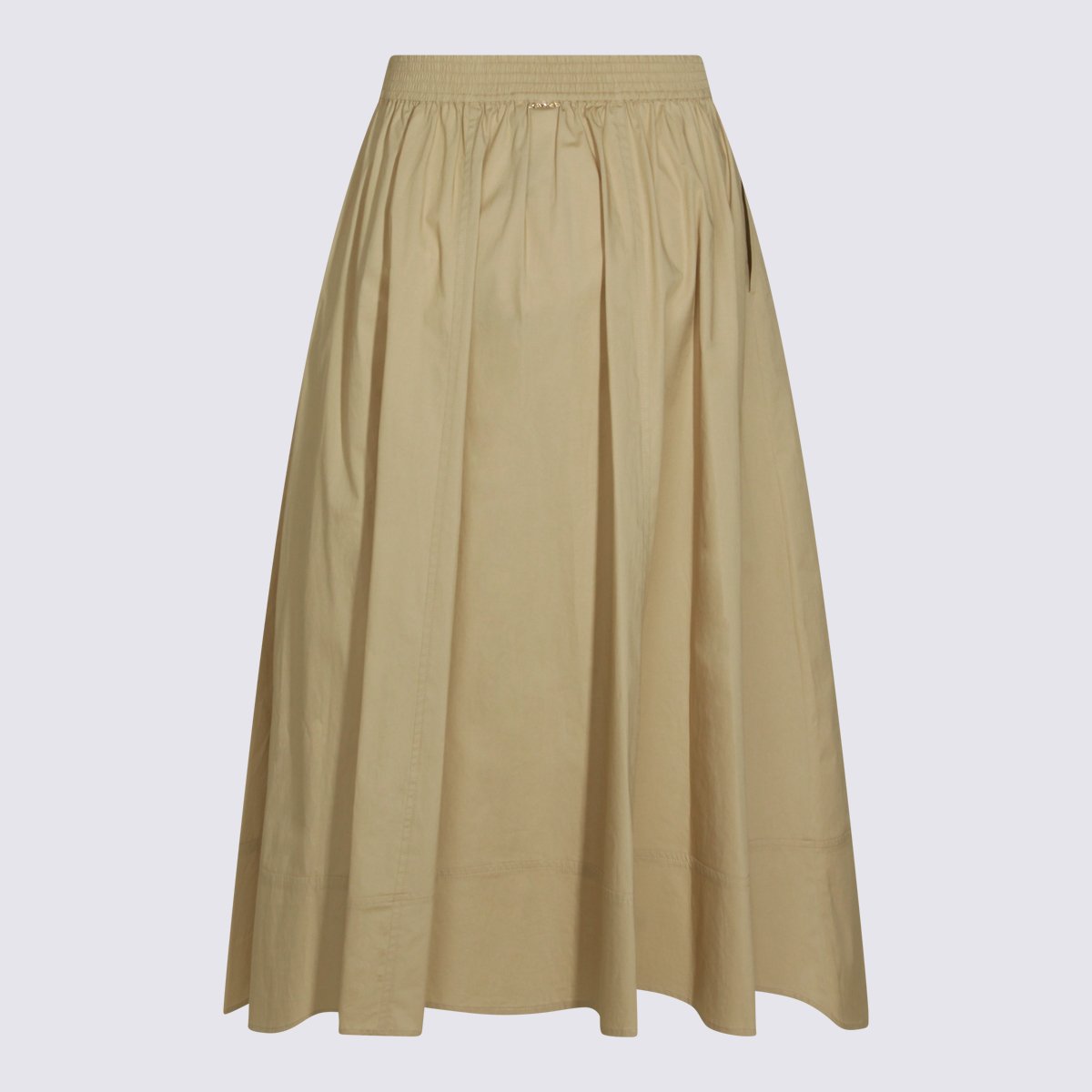 Twin-set Midi Skirt with Button-Down Front and Gathered Waistband Neutraal