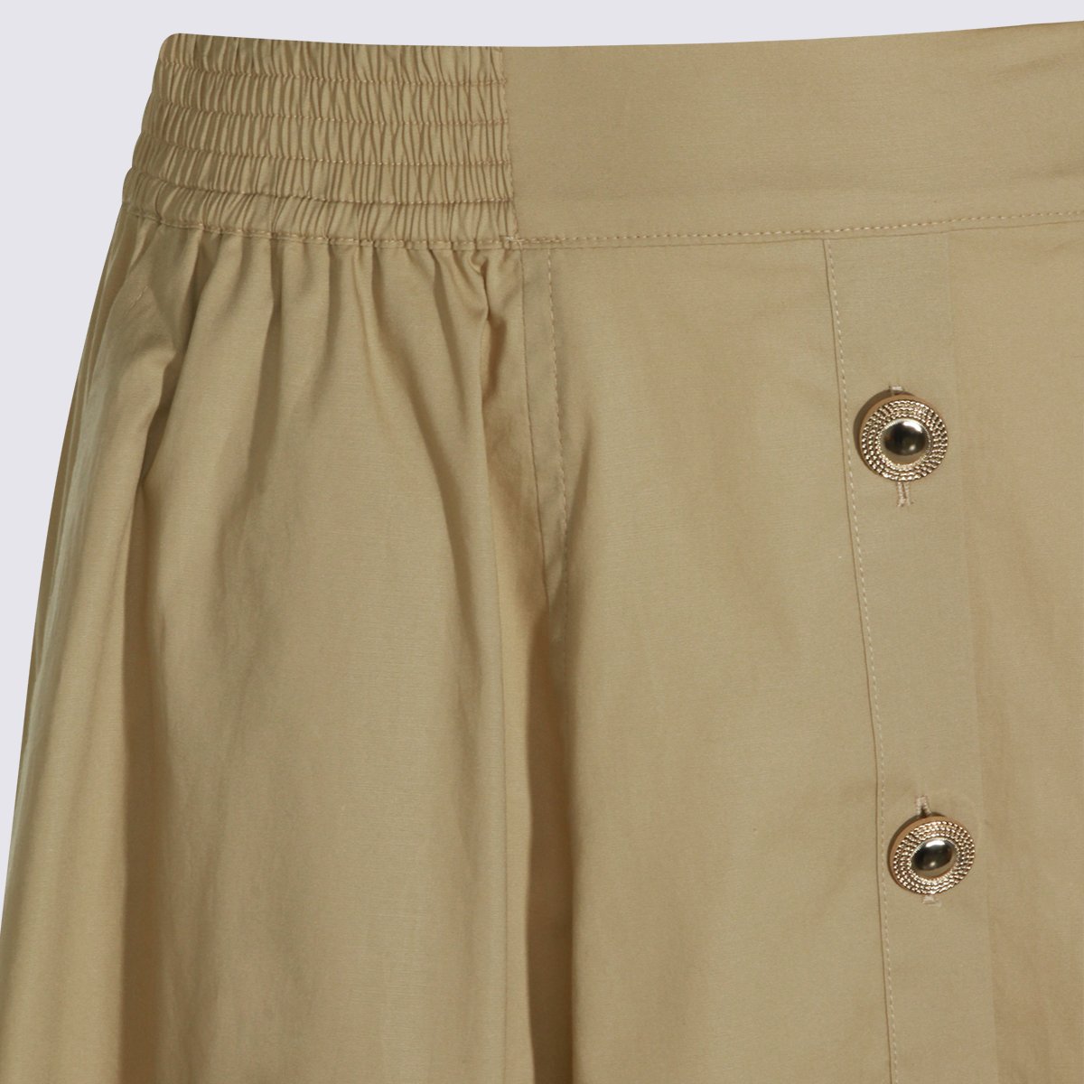 Twin-set Midi Skirt with Button-Down Front and Gathered Waistband Neutraal