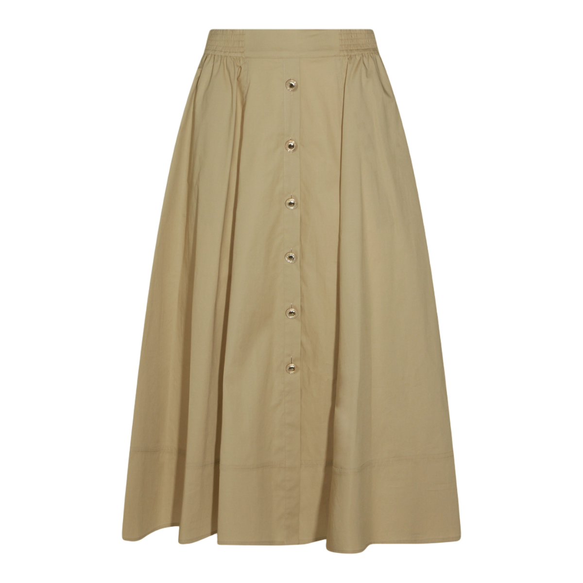 Twin-set Midi Skirt with Button-Down Front and Gathered Waistband Neutraal