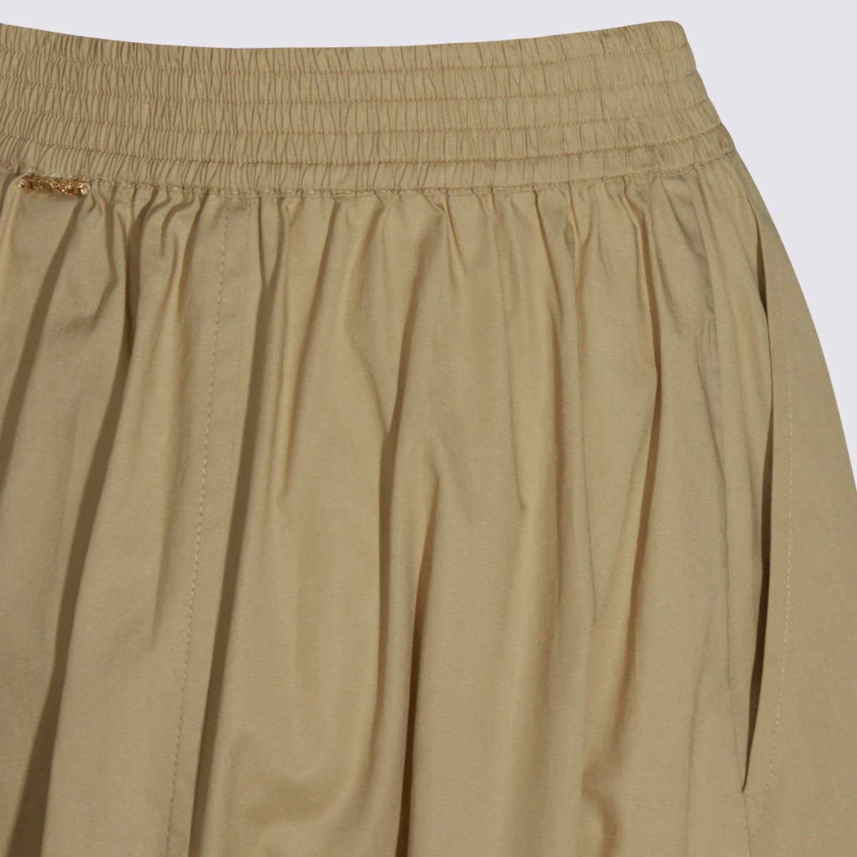 Twin-set Midi Skirt with Button-Down Front and Gathered Waistband Neutraal