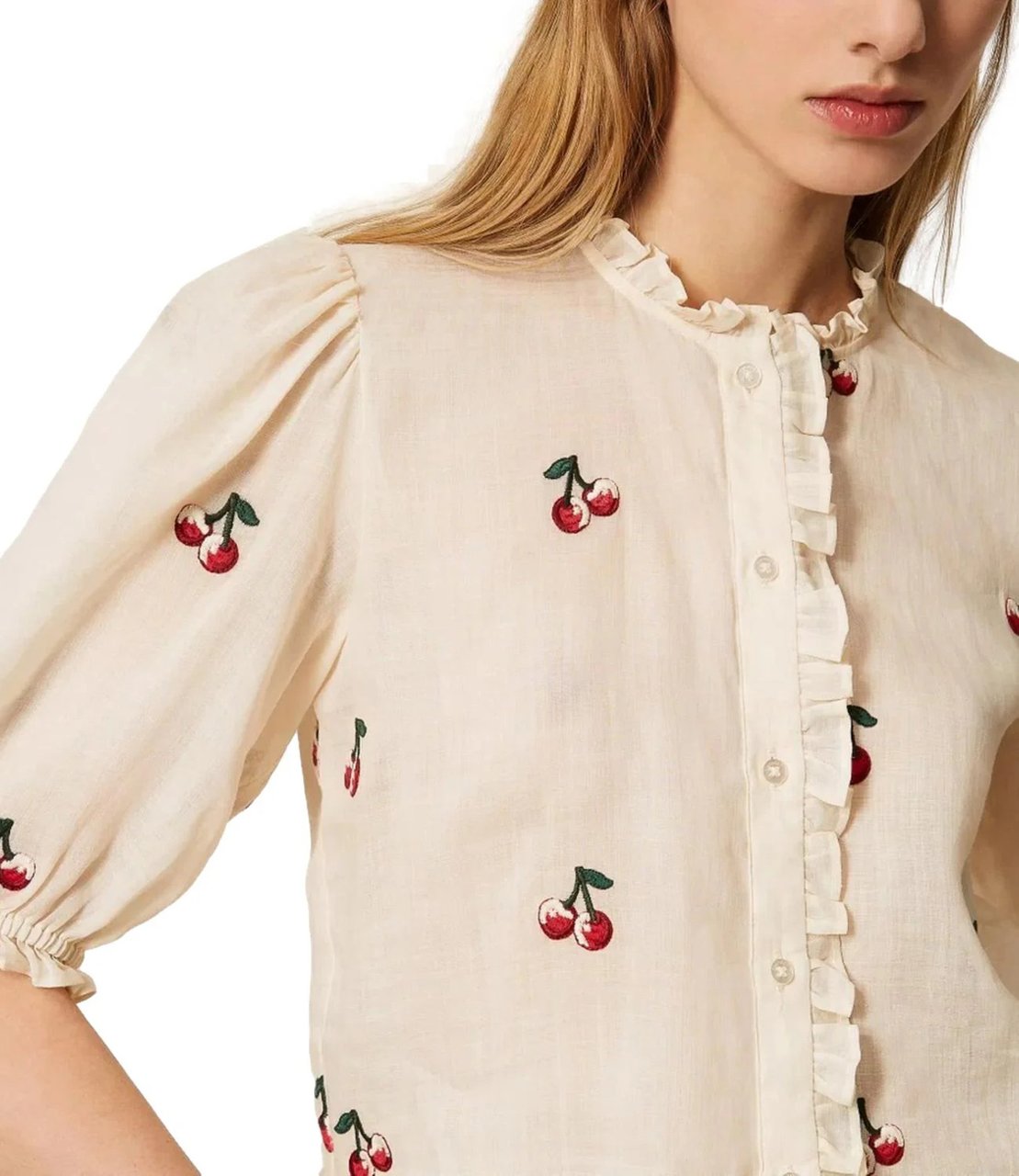 Twin-set Shirts Pergamena/Cherries Red Embroid Wit