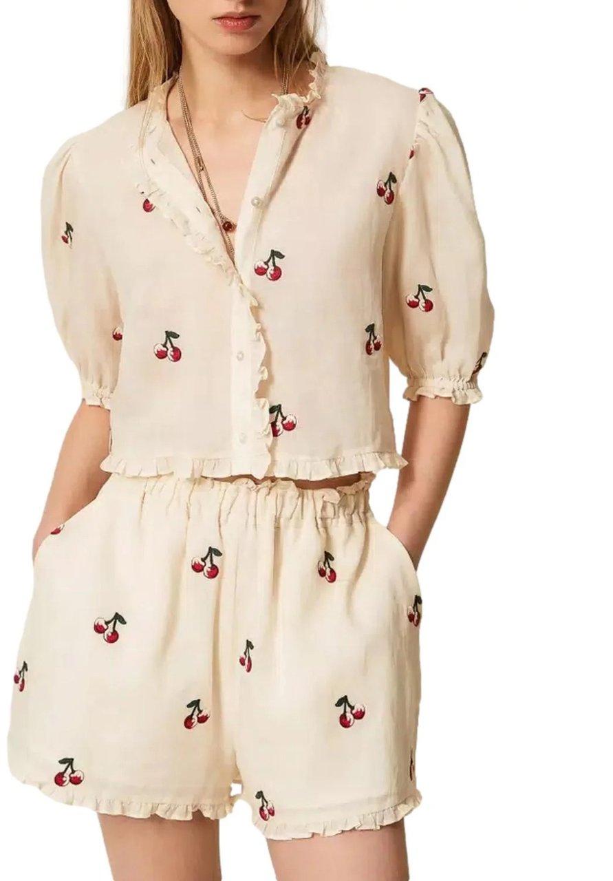 Twin-set Shirts Pergamena/Cherries Red Embroid Wit