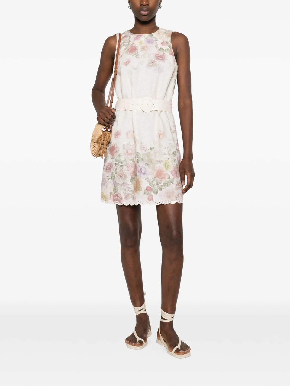 Twin-set Abito Sleeveless Floral Print Mini Dress Neutraal