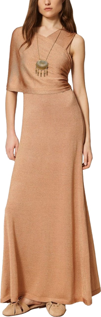 Twin-set Dresses Pearl Rose Scuro Lurex Beige