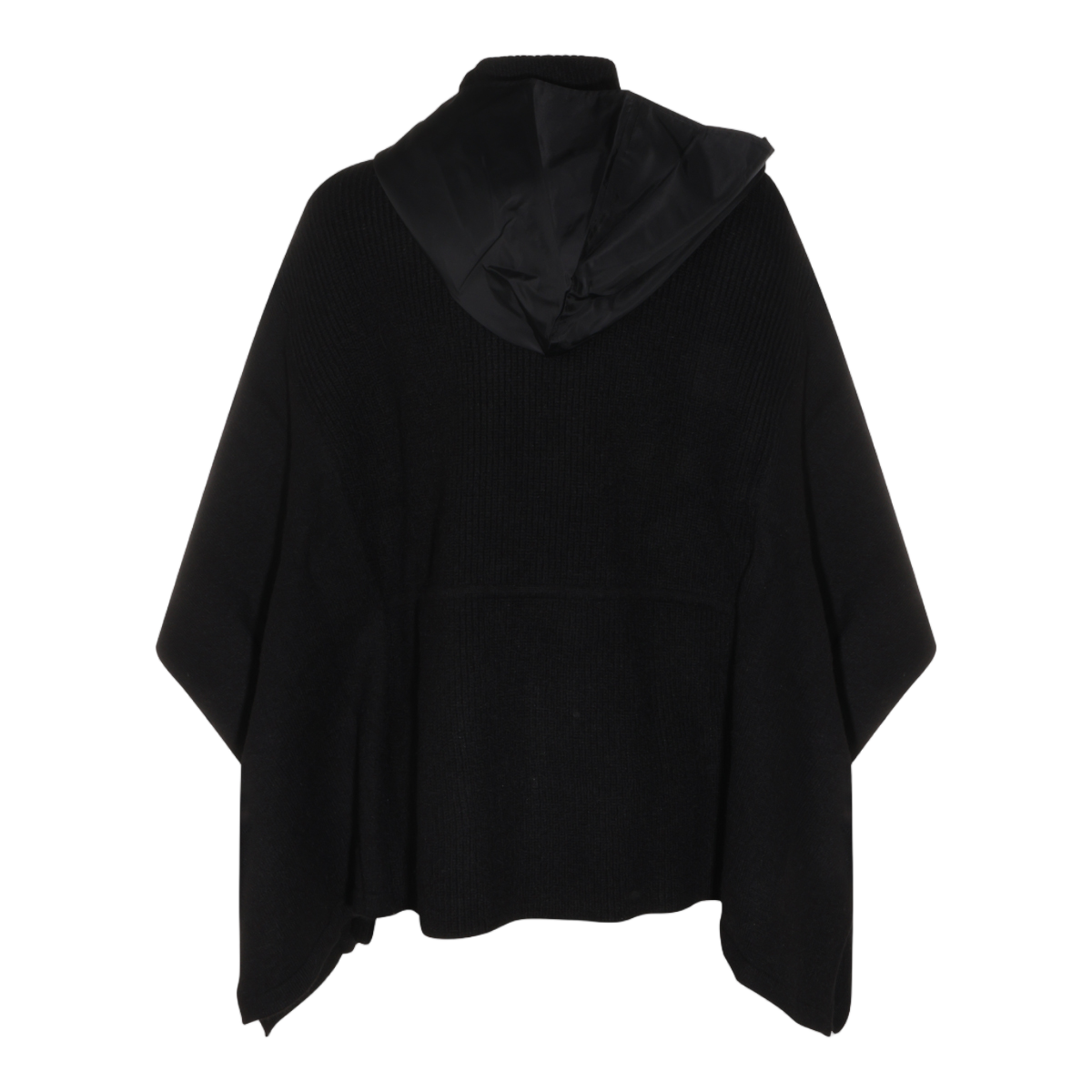 Twin-set Cape-Style Jacket with Textured Fabric and Hood Zwart