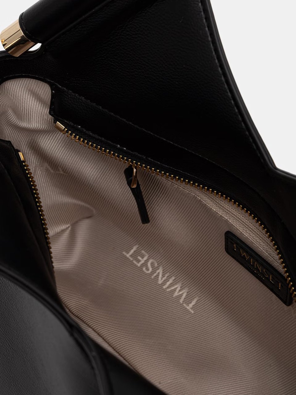 Twin-set Angular Black Tote Bag with Gold-tone Accents Zwart