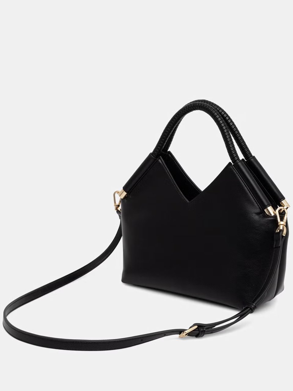 Twin-set Angular Black Tote Bag with Gold-tone Accents Zwart