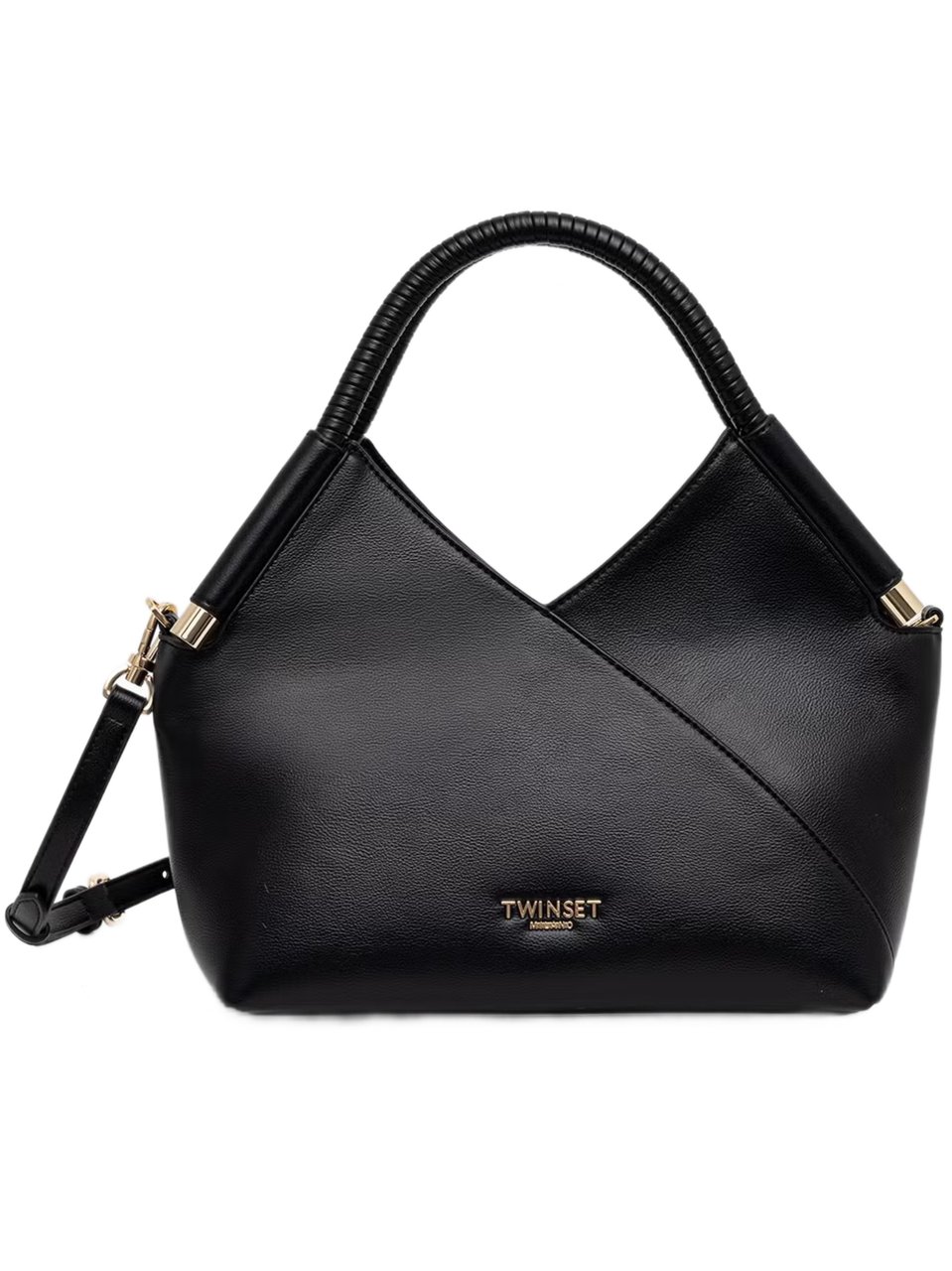Twin-set Angular Black Tote Bag with Gold-tone Accents Zwart
