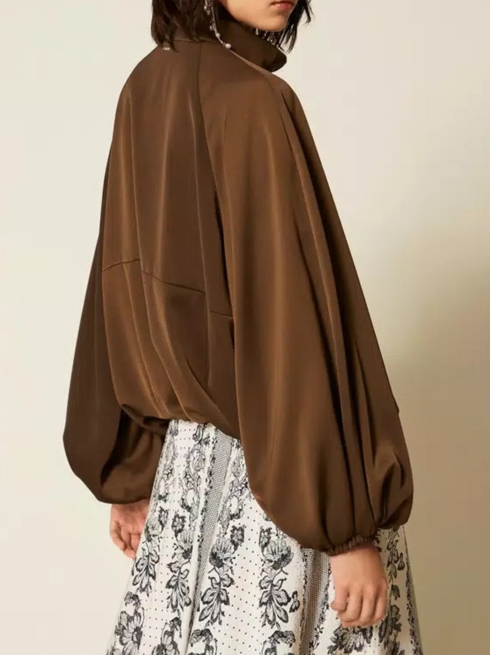Twin-set Cropped Balloon Sleeve Jacket Bruin