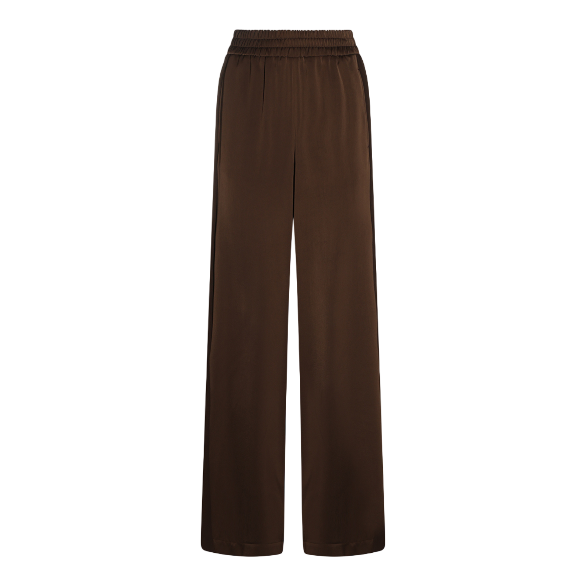 Twin-set Wide-Leg Trousers With Elastic Waistband And Subtle Sheen Bruin
