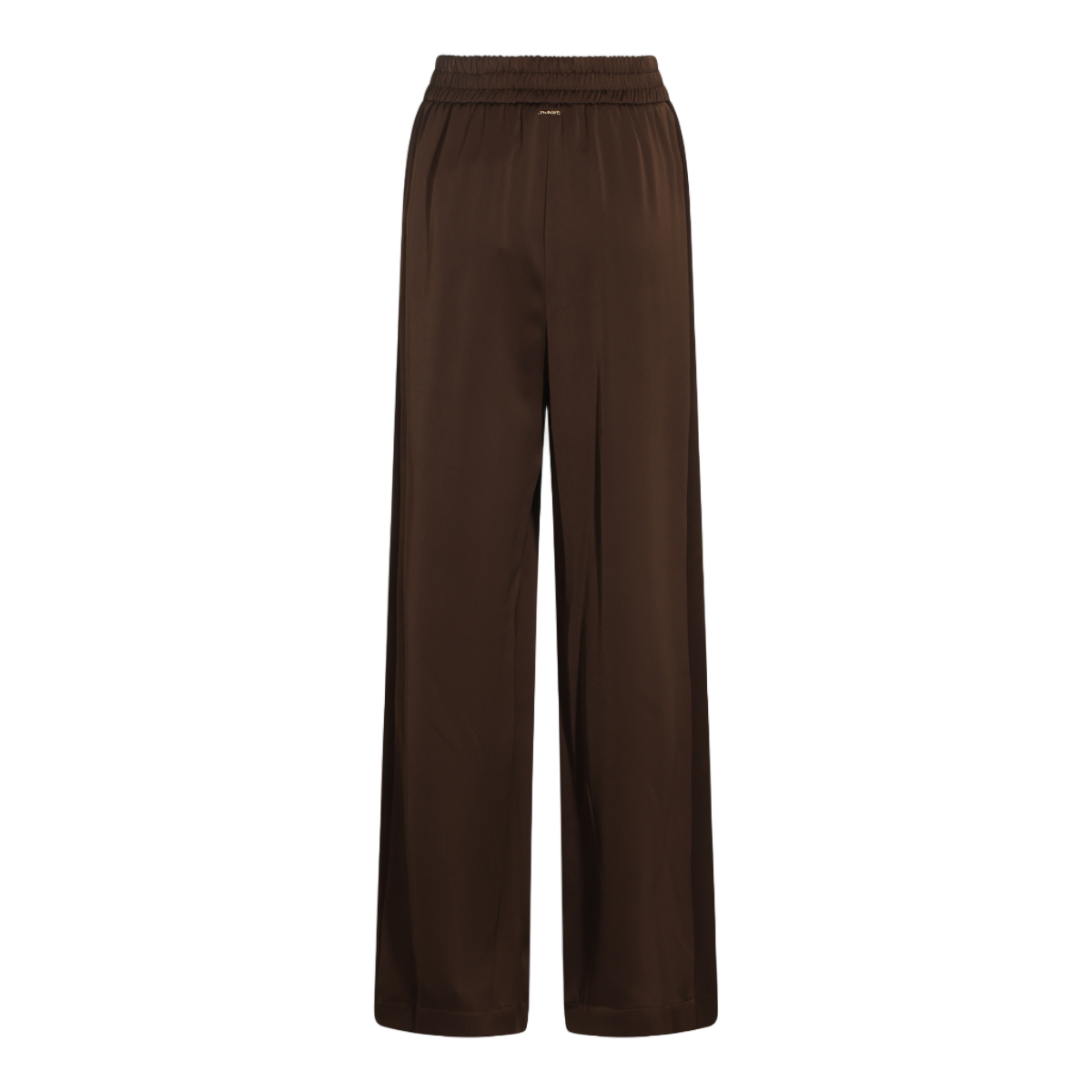 Twin-set Wide-Leg Trousers With Elastic Waistband And Subtle Sheen Bruin