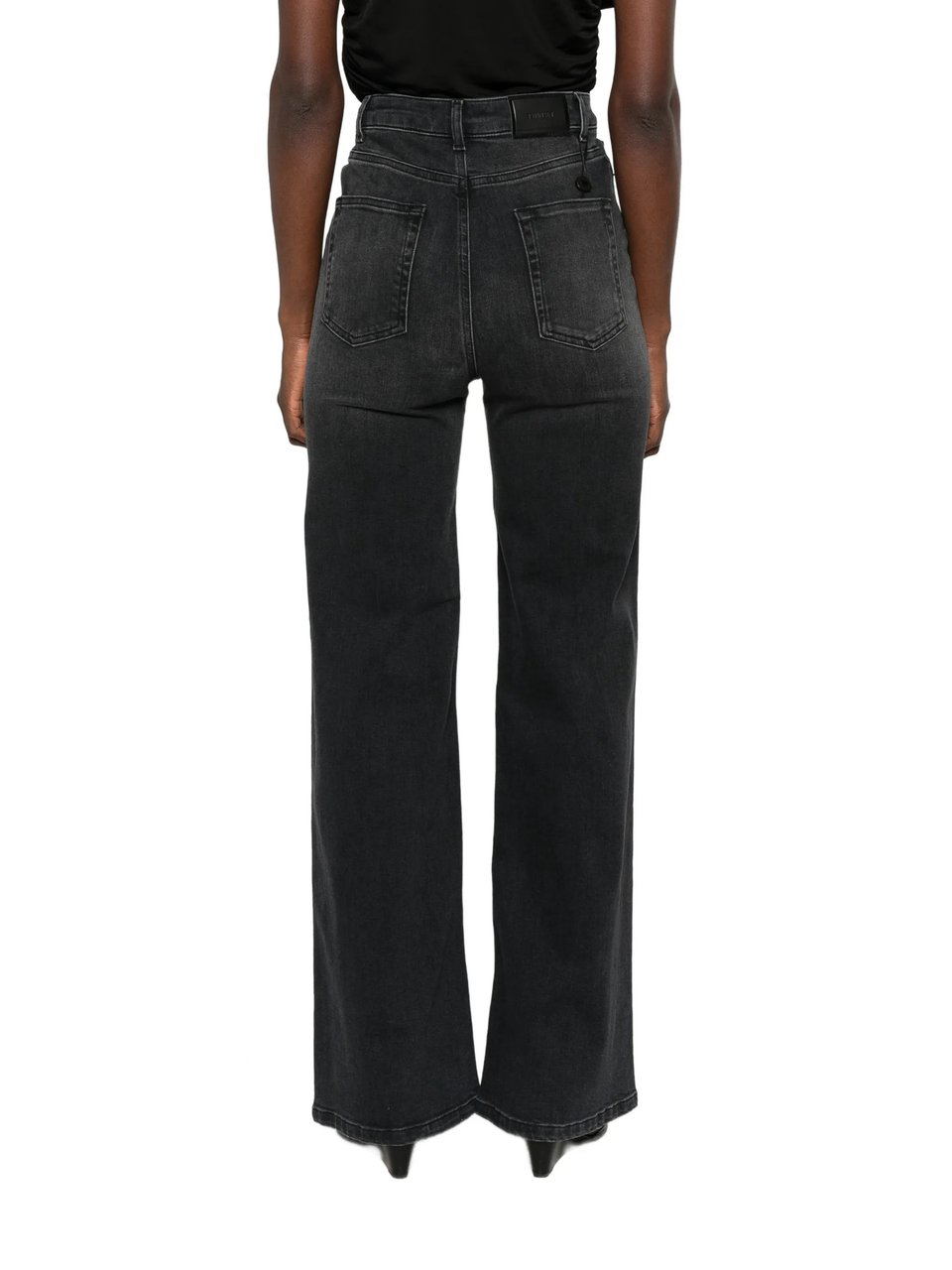 Twin-set High-Waisted Wide Leg Pants with Classic Five-Pocket Styling Zwart