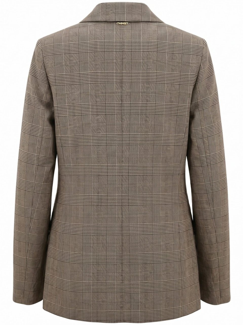 Twin-set Tailored Prince Of Wales Check Blazer With Double-Breasted Front Neutraal