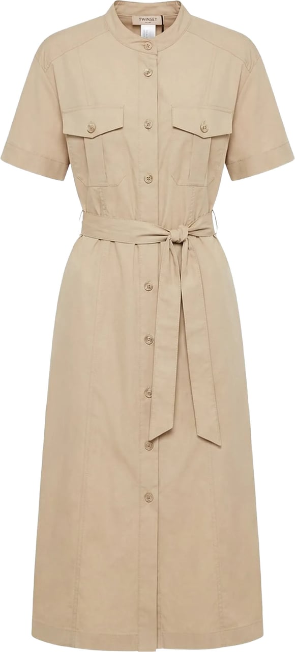 Twin-set Abito Midi Button-Down Front Dress Neutraal