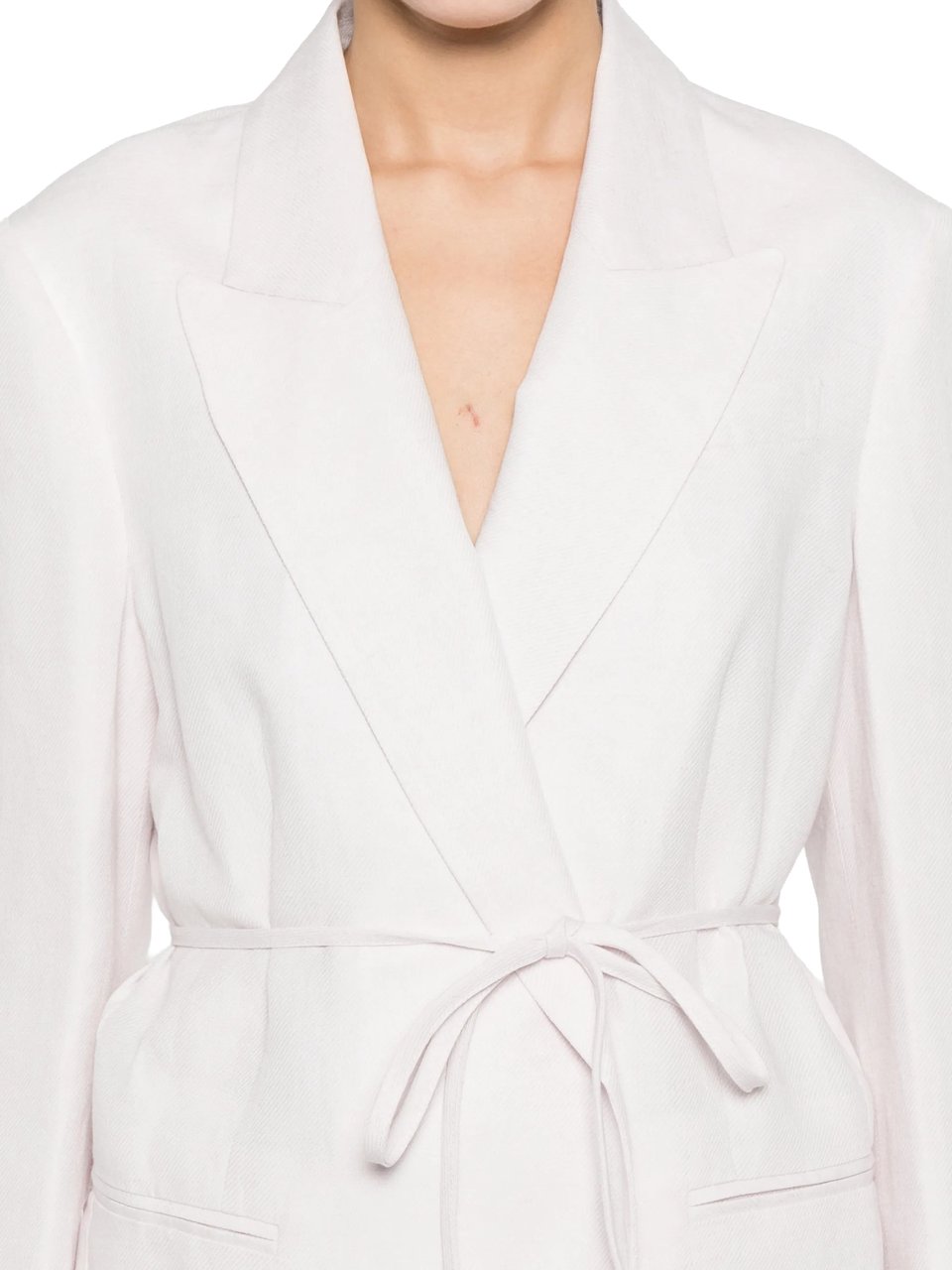 Twin-set Blazer Tailored Linen Self-Tie Blazer Wit