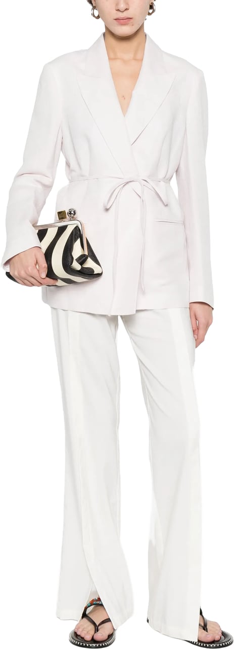 Twin-set Blazer Tailored Linen Self-Tie Blazer Wit