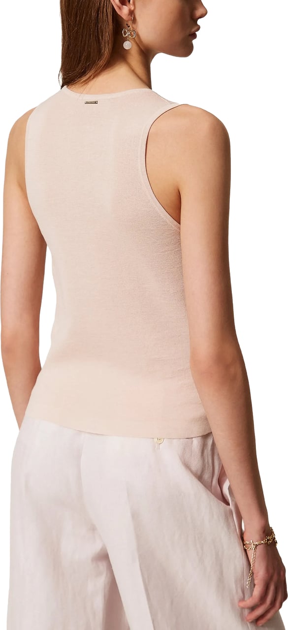 Twin-set Neutral Top Scoop Neck Knit Top Neutraal