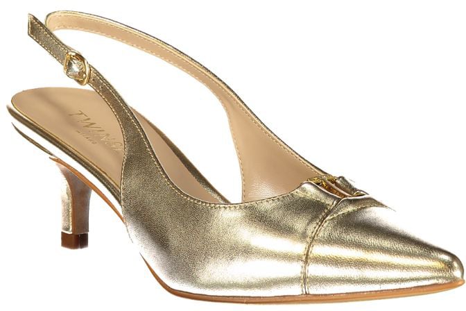 Twin-set Twinset Gold Leather Women's Sandal Goud