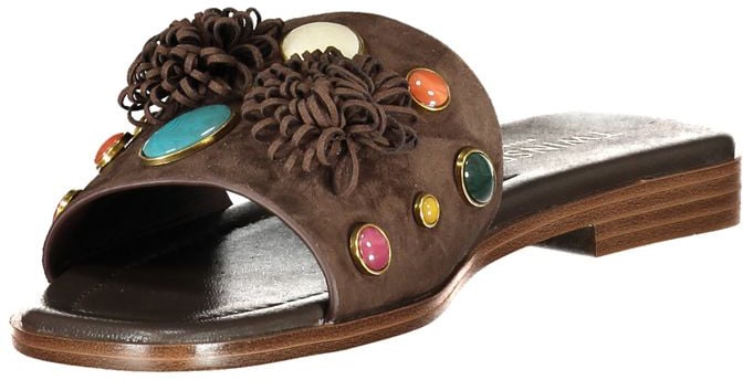 Twin-set Twinset Marrone Leather Women Slipper Bruin