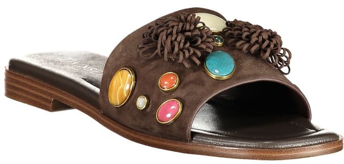 Twin-set Twinset Marrone Leather Women Slipper Bruin