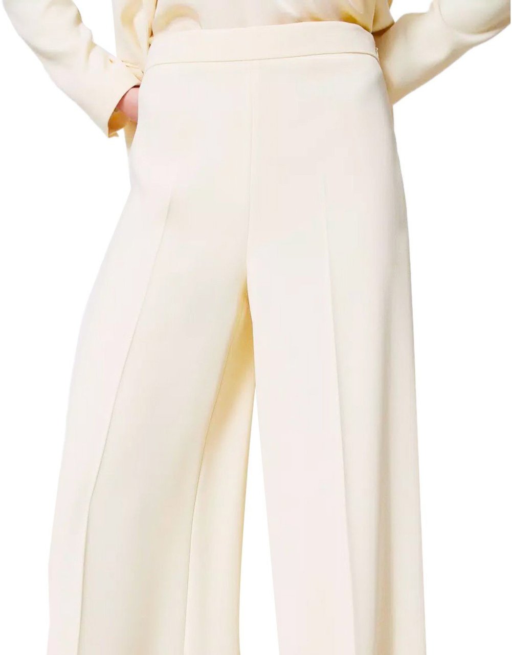 Twin-set TWINSET MADREPERLA WIDE LEG TROUSERS Wit