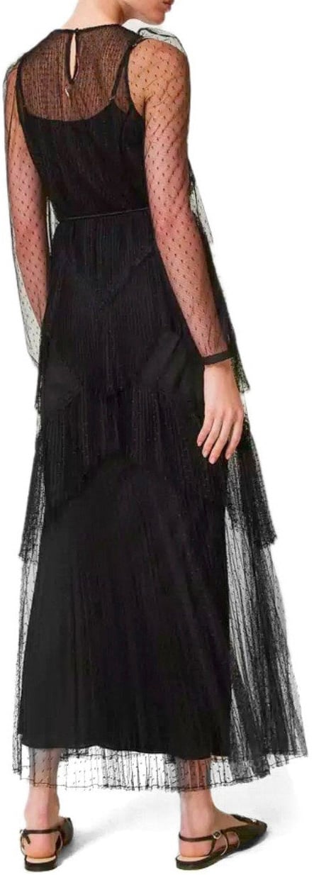 Twin-set TWINSET LONG PLEATED DRESS Zwart