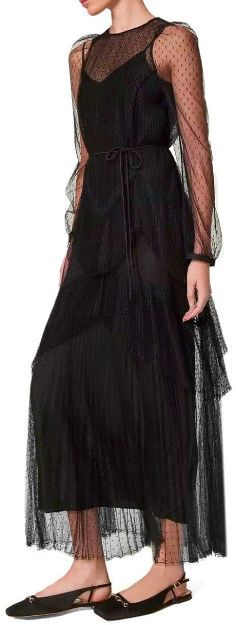 Twin-set TWINSET LONG PLEATED DRESS Zwart