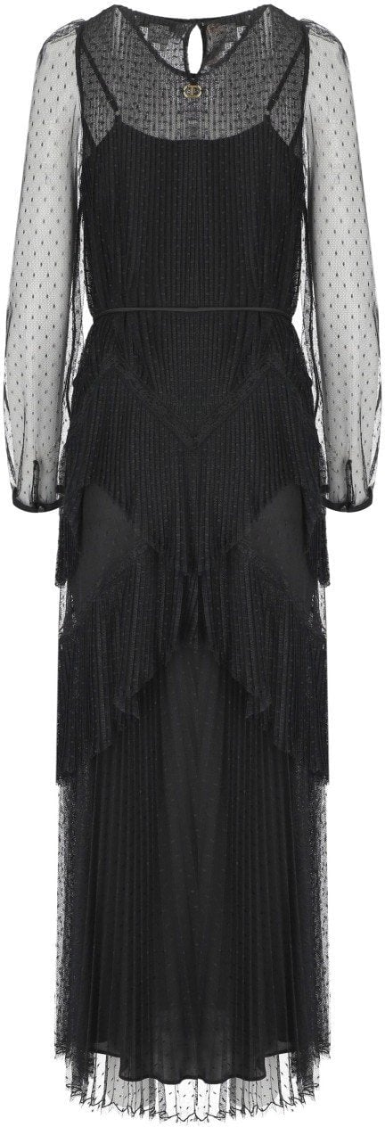 Twin-set TWINSET LONG PLEATED DRESS Zwart