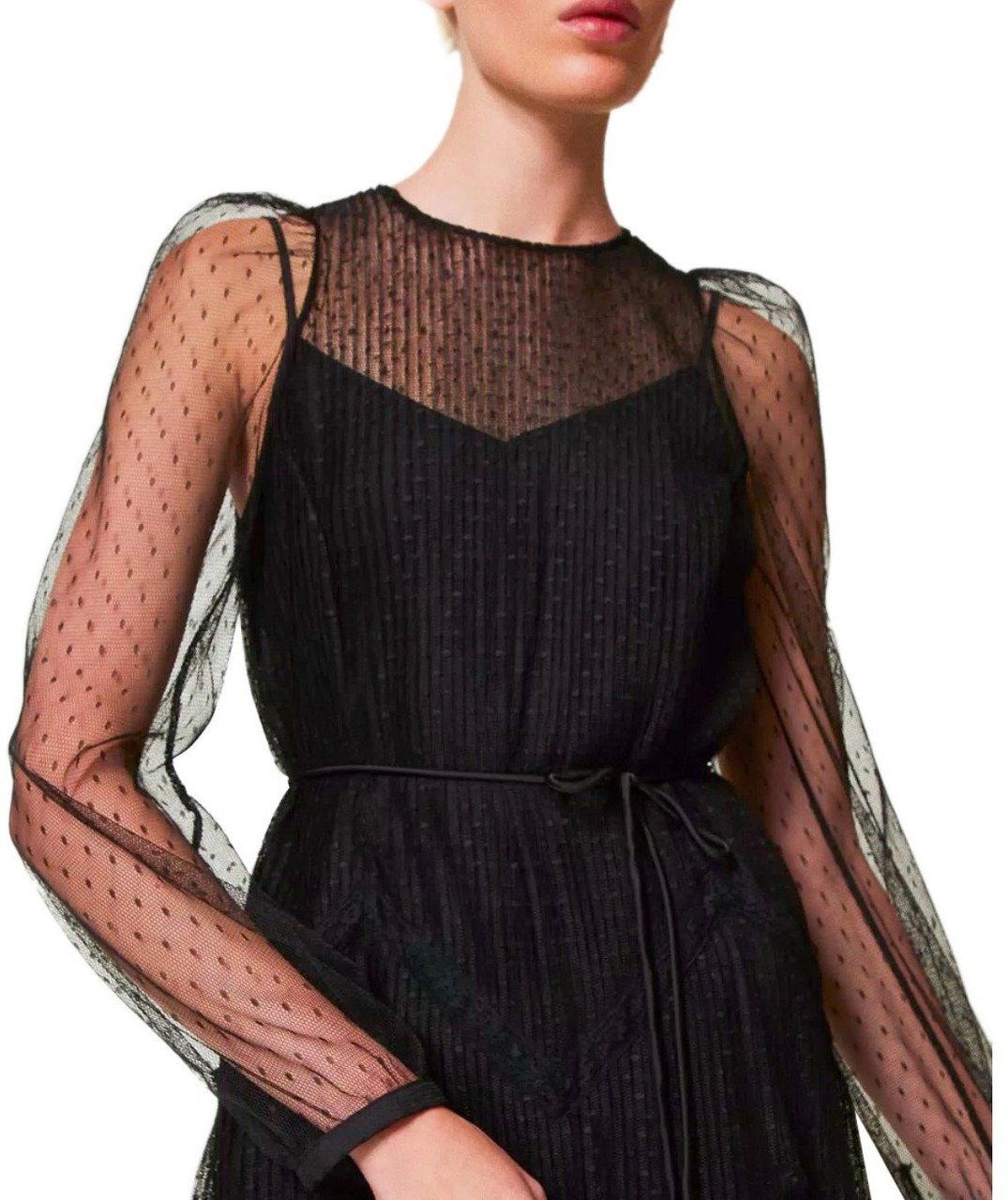 Twin-set TWINSET LONG PLEATED DRESS Zwart