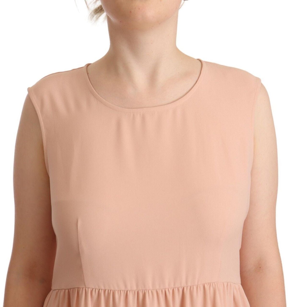 Twin-set Twinset Beige Polyester Sleeveless Shift Knee Length Dress Beige