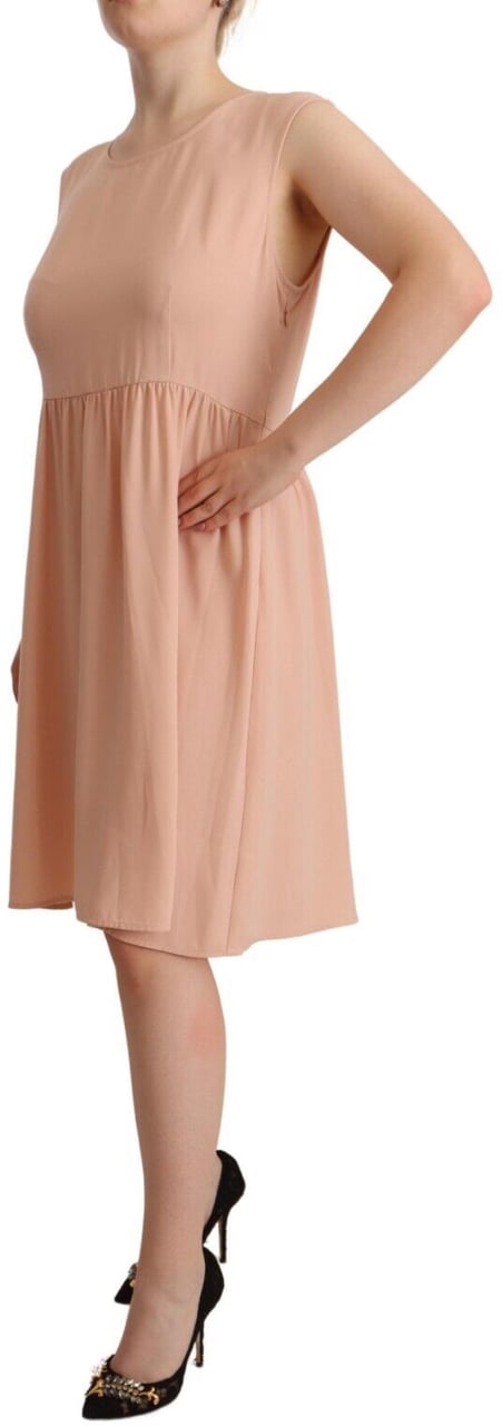 Twin-set Twinset Beige Polyester Sleeveless Shift Knee Length Dress Beige