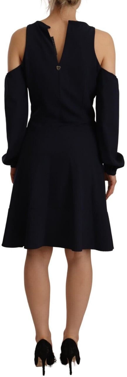 Twin-set Twinset Black Long Sleeves Open Shoulder A-line Dress Zwart