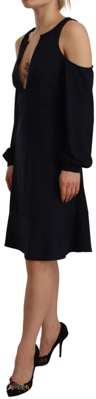 Twin-set Twinset Black Long Sleeves Open Shoulder A-line Dress Zwart