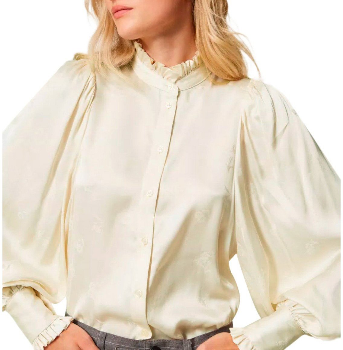 Twin-set TWINSET CREAM JACQUARD SHIRT Wit