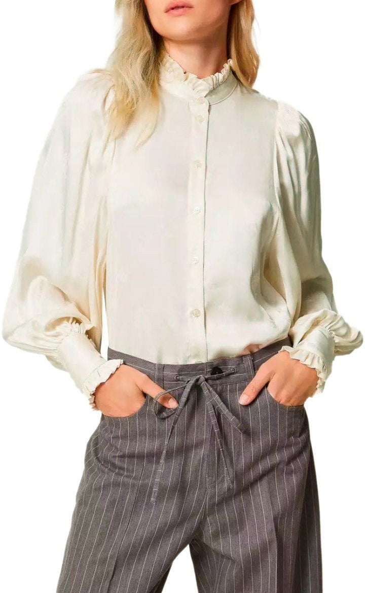 Twin-set TWINSET CREAM JACQUARD SHIRT Wit