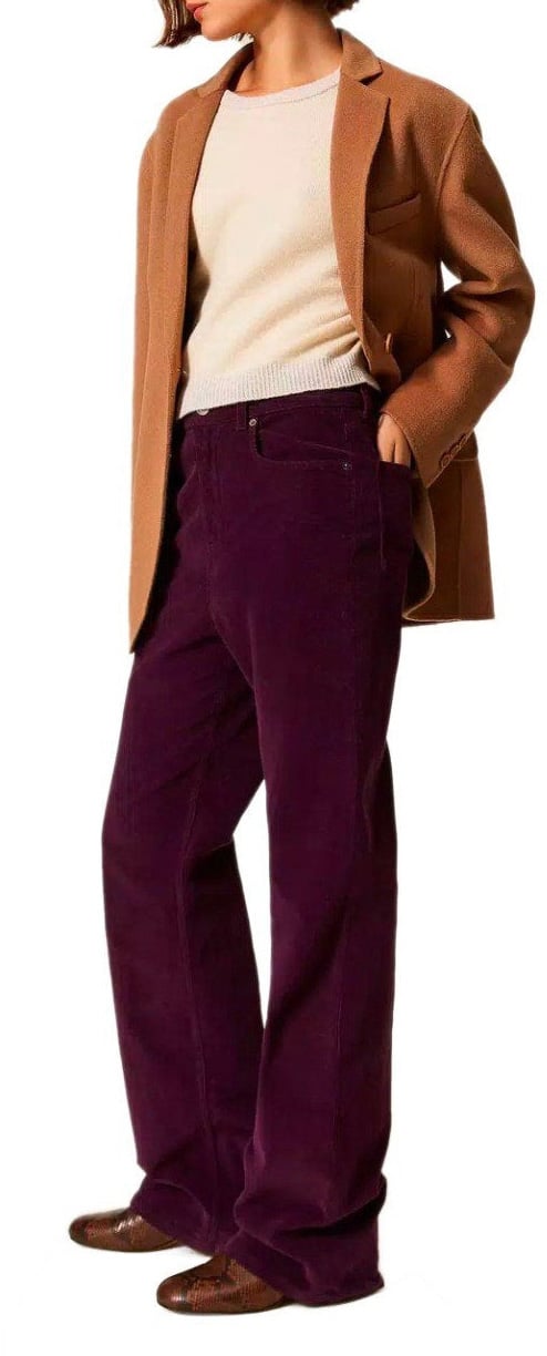 Twin-set TWINSET CORDUROY PANTS Paars