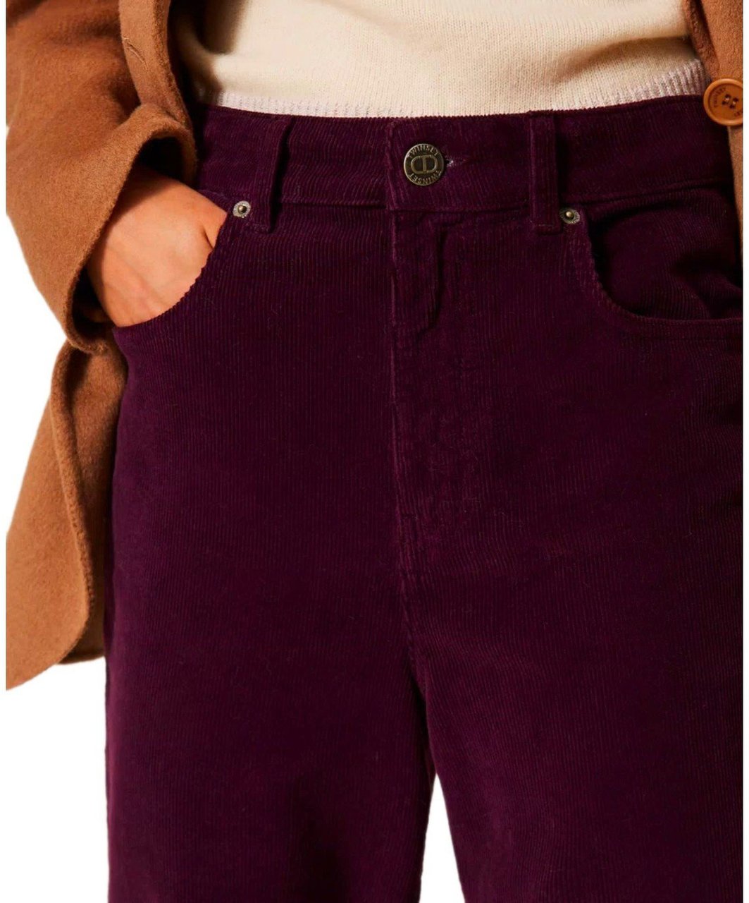 Twin-set TWINSET CORDUROY PANTS Paars
