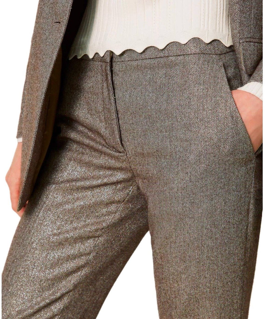 Twin-set TWINSET FLARE PANTS Beige