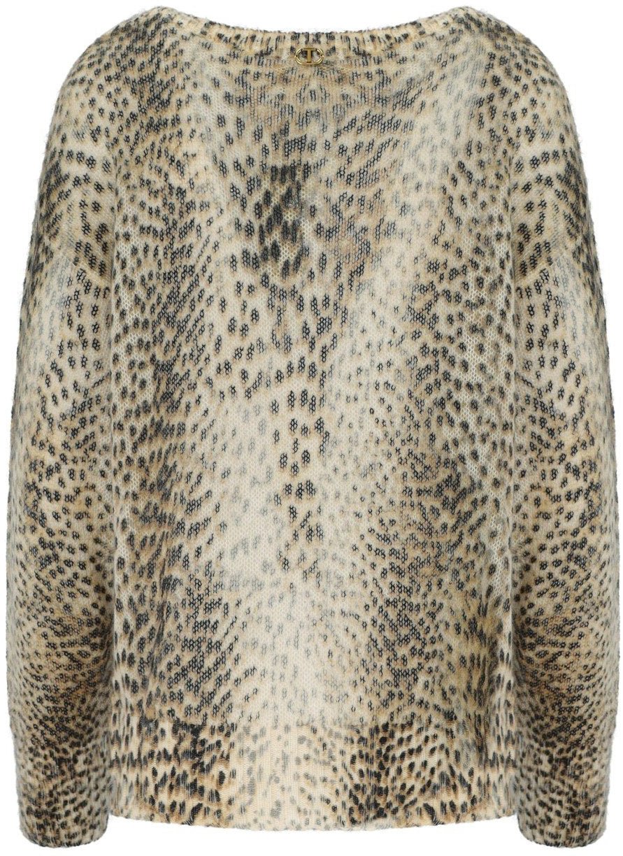Twin-set TWINSET ANIMAL PRINT SWEATER Beige