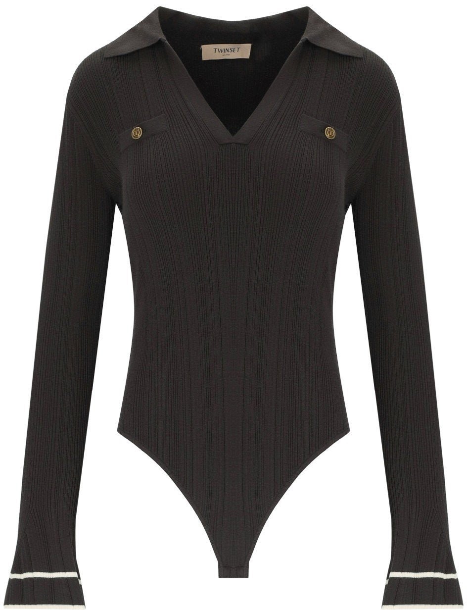 Twin-set TWINSET CHOCOLATE POLO-BODYSUIT Bruin